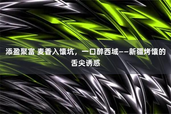 添盈聚富 麦香入馕坑，一口醉西域——新疆烤馕的舌尖诱惑